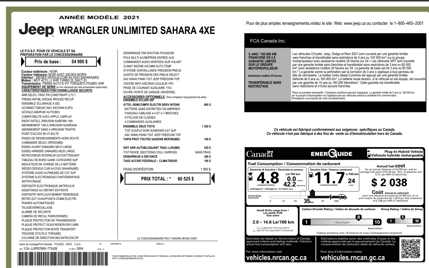 2021 Jeep Wrangler 4XE Unlimited Sahara 4x4 PHEV 4XE CUIR - Image 19